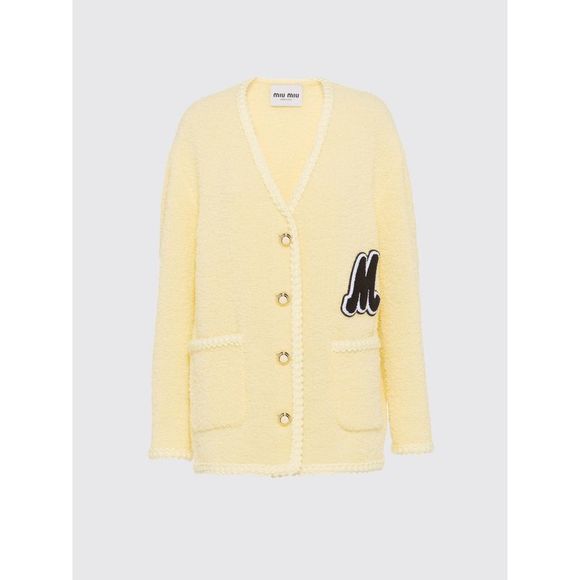Miu Miu Cardigans Miu Miu Shirt-collar Cashmere Cardigan Brown